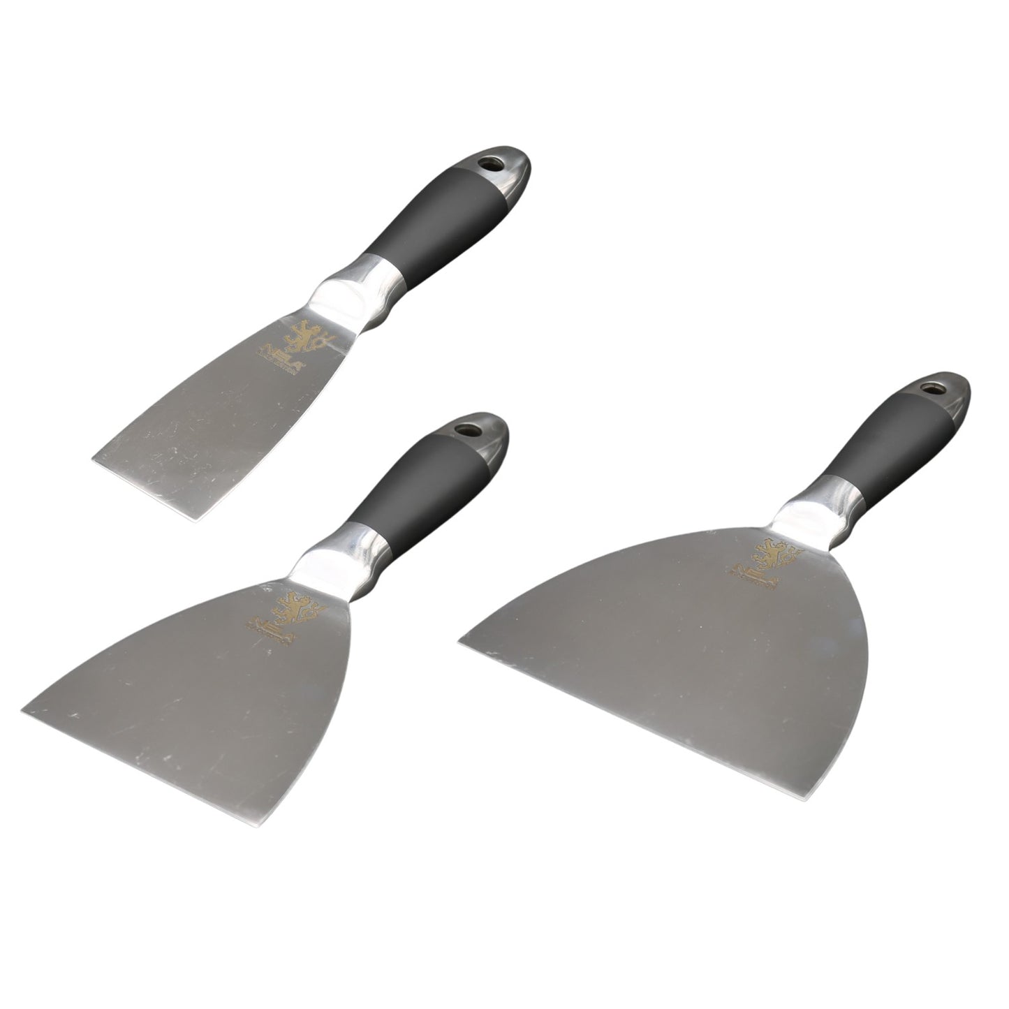 Ganzmetall-Malerspachtel 3er Set – Black Edition