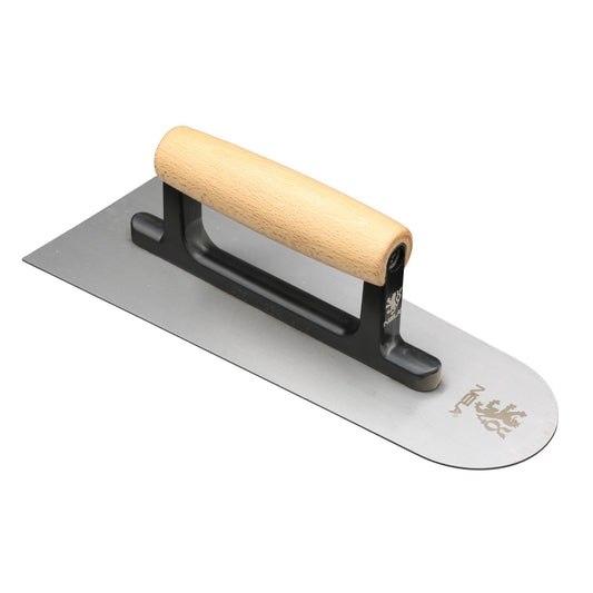 Belgische Rundkelle vorne rund Carbonstahl Holzgriff